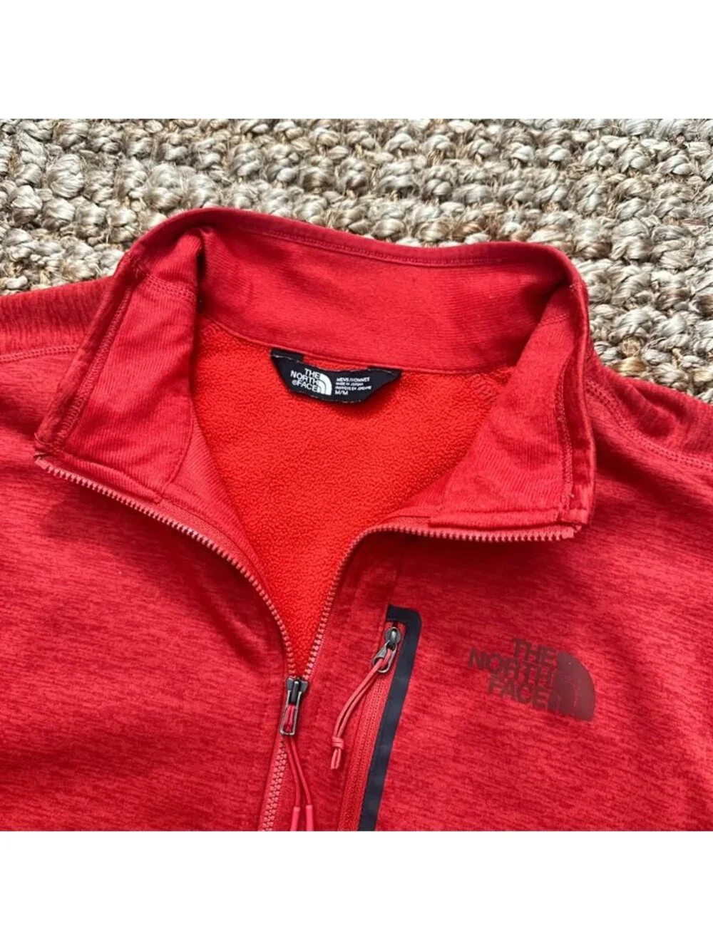 North Face Full Zip Red Mens Sweatshirt Medium